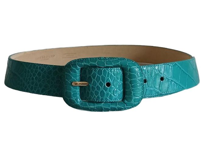 Cinto Longchamp de couro turquesa