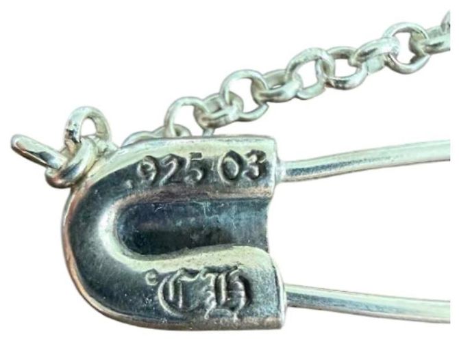 Corrente de 20 polegadas com alfinete de segurança Chrome Hearts Hardware prateado