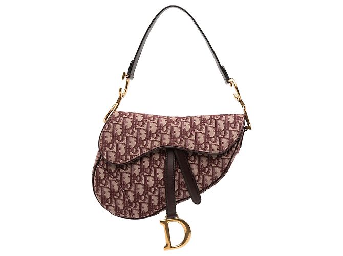 Bolsa Saddle em lona oblíqua vermelha Dior Vermelho