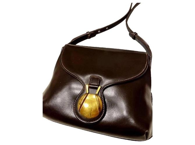Bolso de mano Gucci de piel marrón oscuro