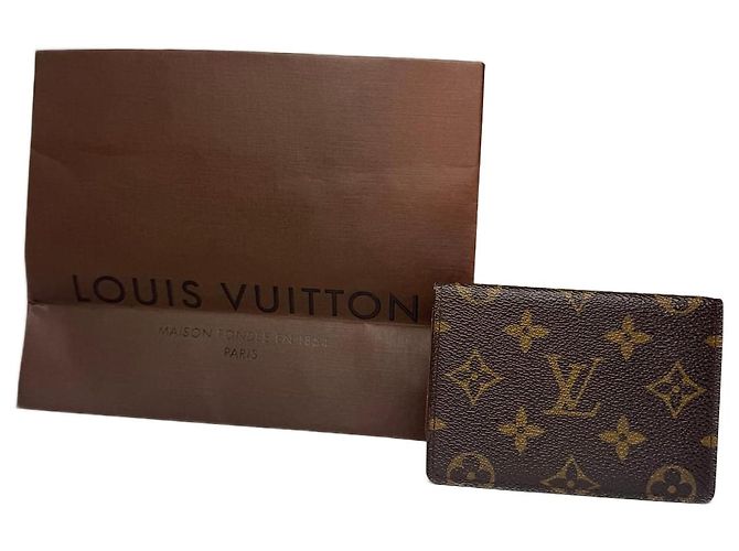 Vintage Louis Vuitton Leather Monogram Card Holder Brown