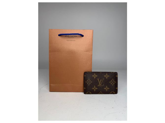 Porta-cartões de couro Monogram Louis Vuitton vintage marrom