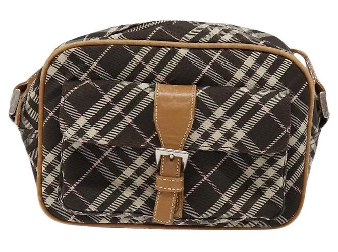 Burberry Nova Check Etichetta Blu Tela Marrone