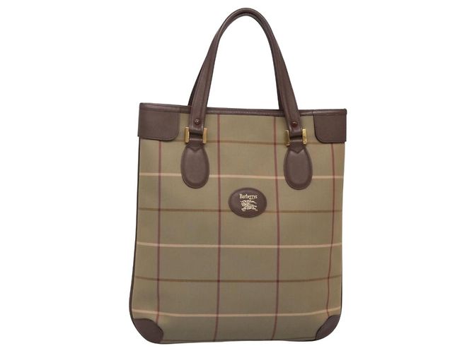 Bolso Tote de lona y cuero con estampado Nova Check de Burberry Beige