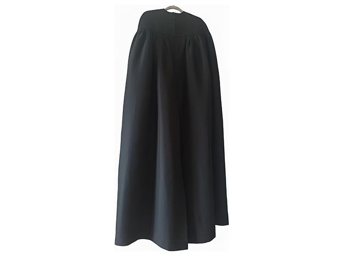 Christian Dior Capa Plisada Negra de Seda Negro