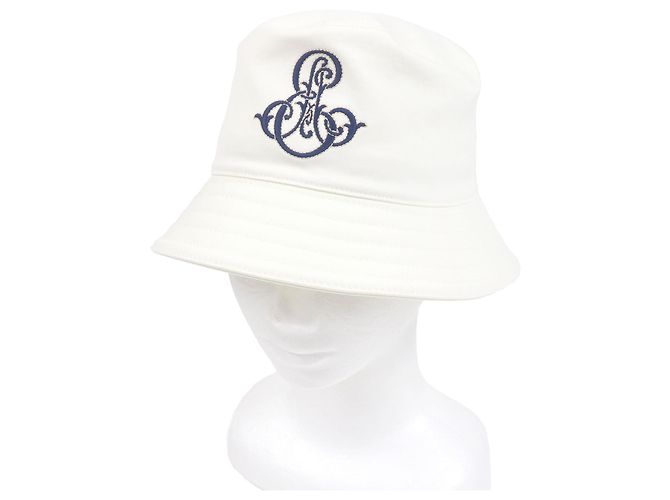 Hermès Chapéu bucket de algodão Hermes Harper Emile Branco