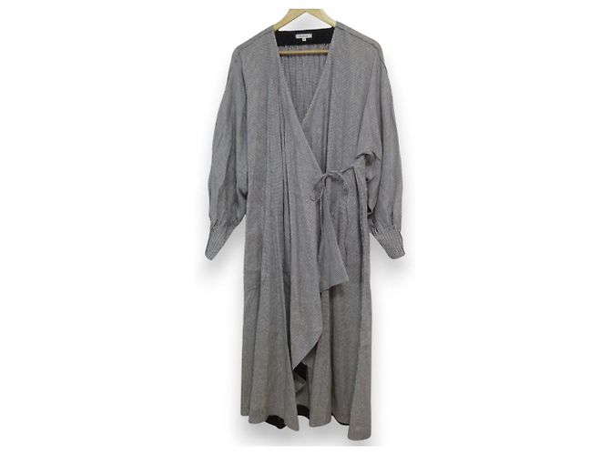 Autre Marque Langes Kleid aus Leinenmischung BLAMINK Grau