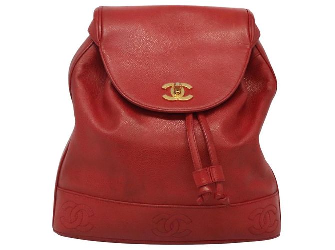 Chanel Vintage Backpack Caviar Medium Red