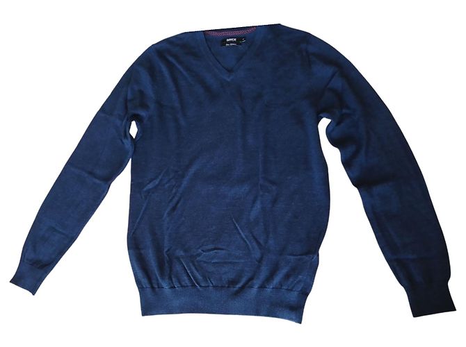 Autre Marque Rundhals-Pullover aus Schurwolle Dunkelblau M