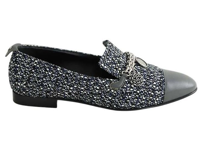 Chanel Mocassini in tweed blu navy
