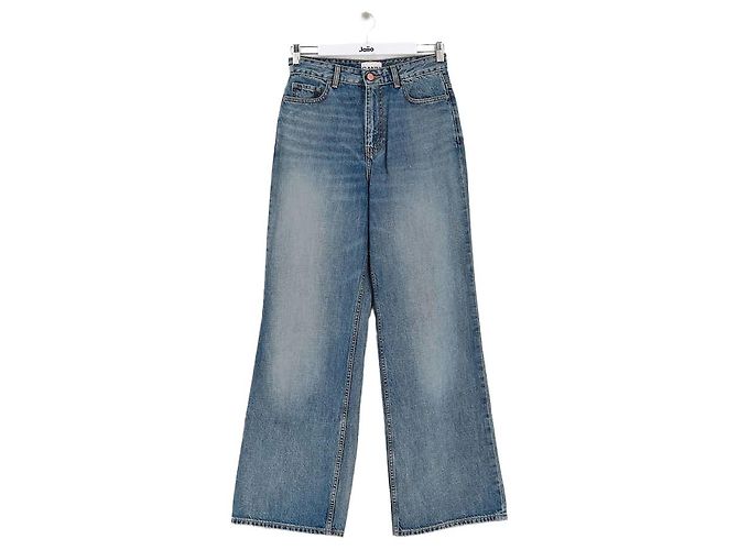Ganni Blaue weite Baumwolljeans