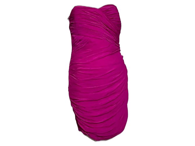Marchesa Pink strapless silk gown