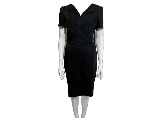 Escada Little black dress with golden zippers Gold hardware