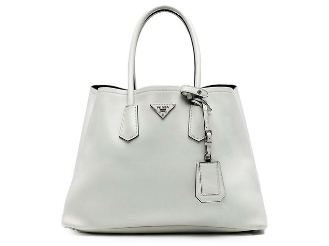 Double Prada Grande Bolsa Dupla em Couro Branco da Cidade