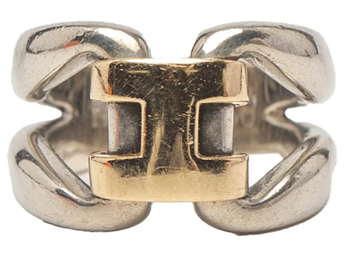 Ring Bague Histoire en Argent Sterling et Or Jaune 18K Hermès Métal Argenté  ref.2577995