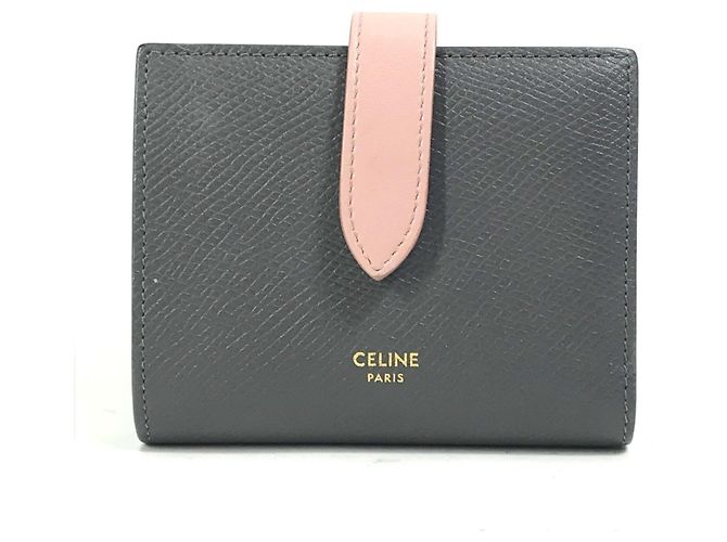 Céline Celine Two-Tone Small Strap Wallet Brown Pink