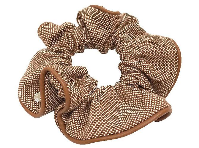 Hermès Scrunchie Hermes Claudia Plan Air Castaño Dorado 
