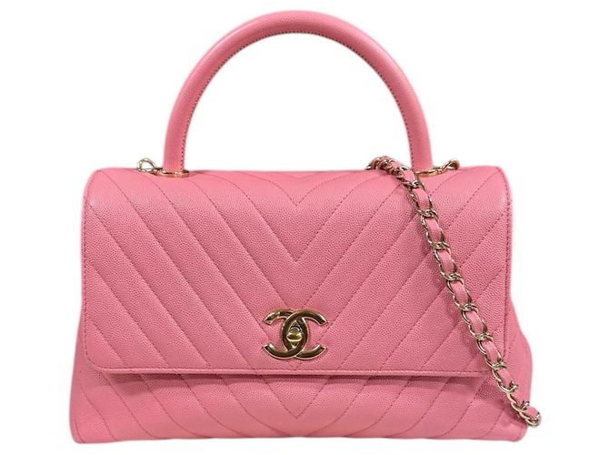 Borsa a Spalla Chanel Coco Handle 29 V-Stitch Rosa