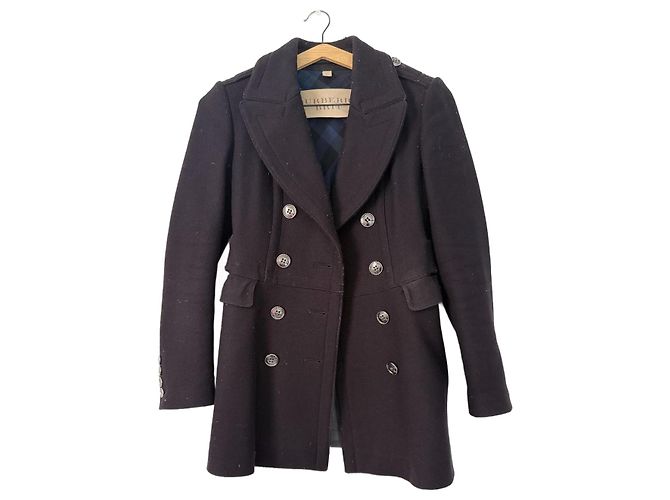 Burberry Brit Burberry wool double breasted coat navy blue