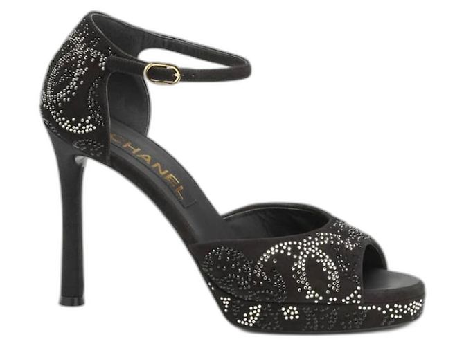 Chanel Black Suede Heels 38