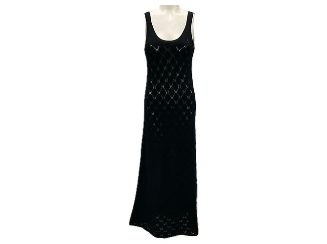 Chloé Chloe Black Sleeveless Open Knit Cashmere Maxi Dress