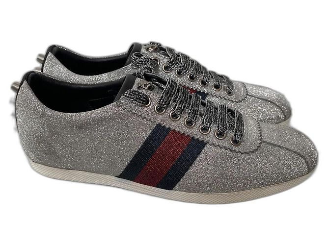 Baskets Gucci Argentées Diamant