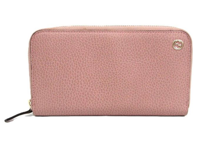 Gucci Interlocking G 449347 Leather Long Wallet Beige