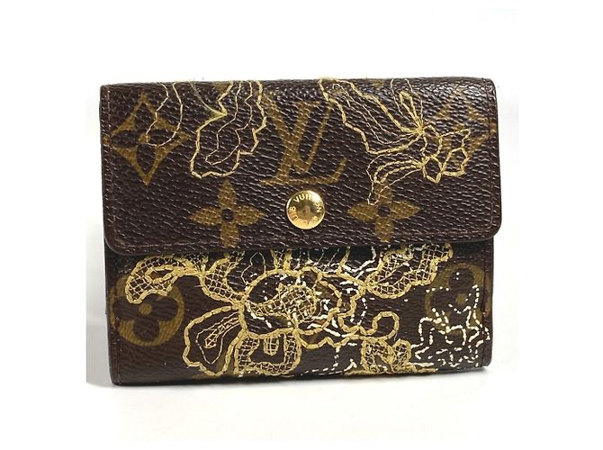 Louis Vuitton Monogram Dante Embroidered Ludlow Compact Wallet Brown