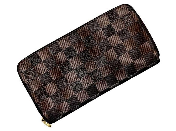 Louis Vuitton Damier Ebene Round Zippy Wallet Brown
