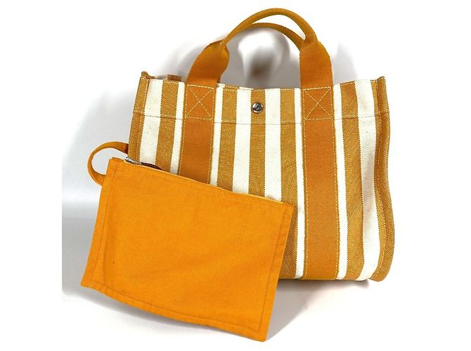 Bolsa tote Border PM Cannes da Hermès com bolsa Branco Amarelo