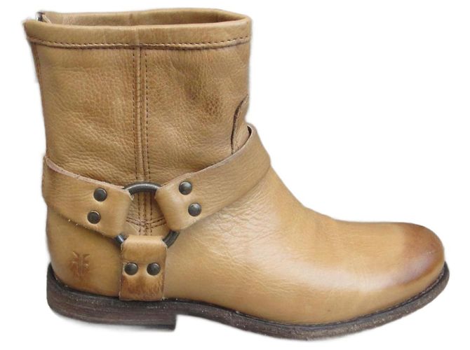 Botas Ankle Phillip Harness Frye em couro camel Castanho claro