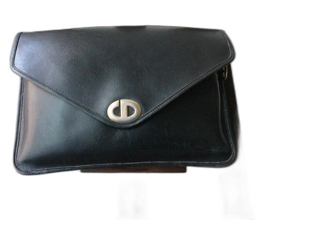 Dior pochette en cuir bleu marine