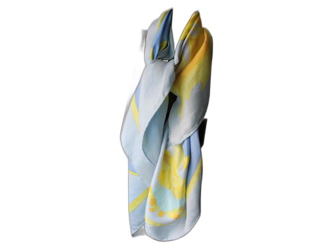 Dior lenço de seda azul e amarelo