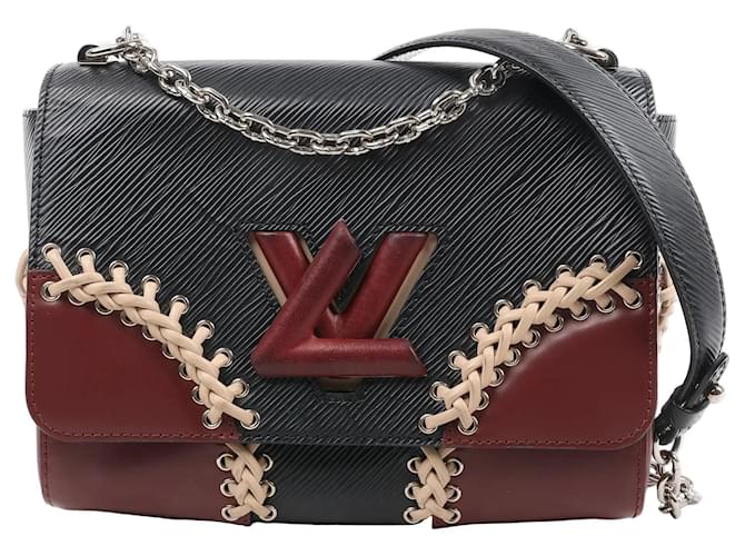 Louis Vuitton Epi Leather Twist MM Shoulder Bag in Black M42449 Dark red  ref.2580158