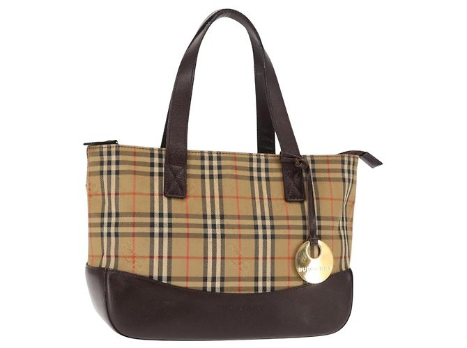 Bolsa Tote em lona e couro com estampa Nova Check da Burberry Bege