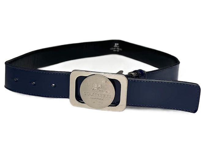 Vintage Courreges Patent Leather Belt Navy Navy blue