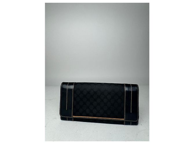 Triomphe Céline Vintage Celine Paris Monogram Leather Wallet Black