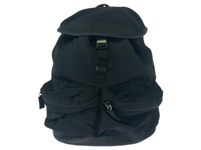 Prada Nylon Tessuto Logo Backpack Black