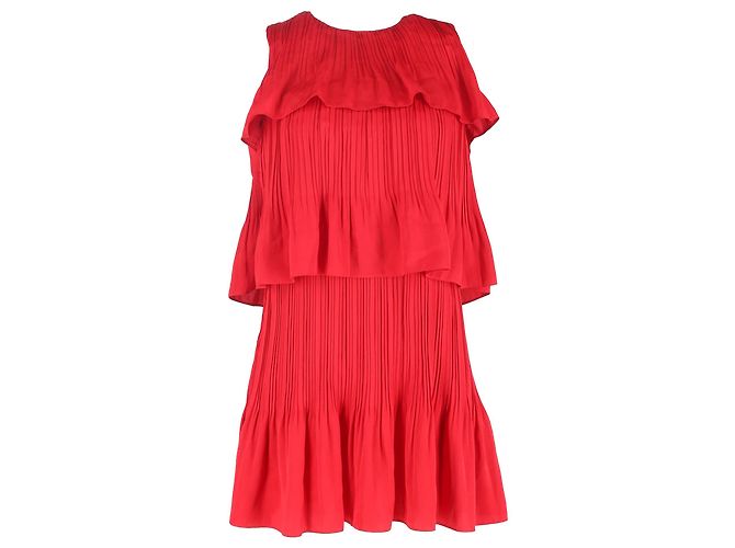 Rockano gestuftes Faltenkleid aus rotem Polyester von Maje