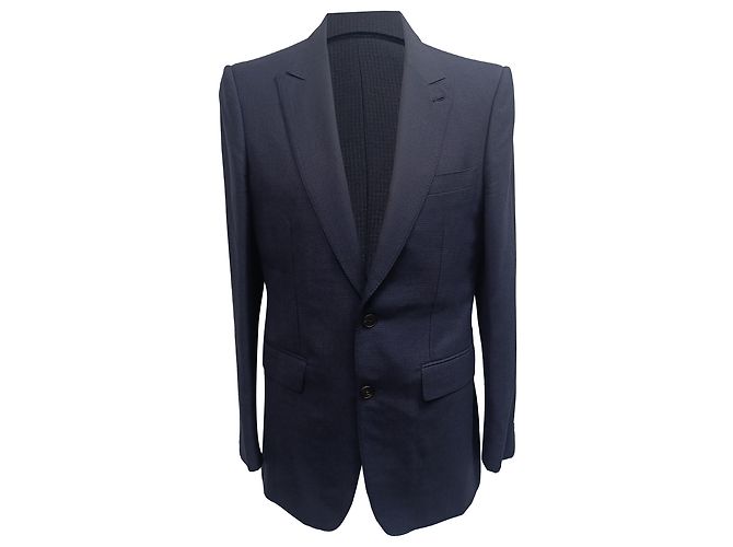 Burberry Single-Breasted Blazer and Trousers Set in Navy Blue Wool