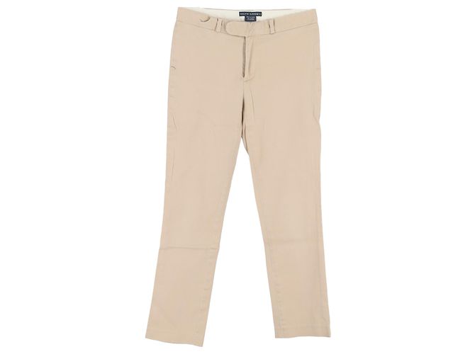 Pantalones rectos de algodón beige Ralph Lauren