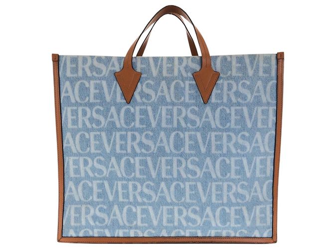 Versace Canvas Denim Tote Bag Blue