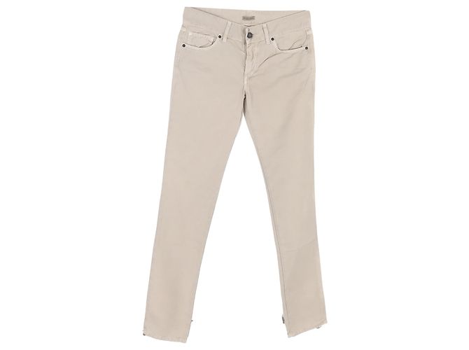 Jeans rectos de tiro medio en algodón beige de Bottega Veneta