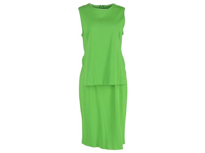Max Mara Abito Midi Sovrapposto Sportmax in Viscosa Verde