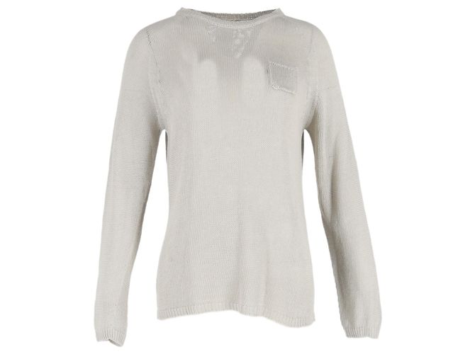 Pull en lin gris à col rond Max Mara
