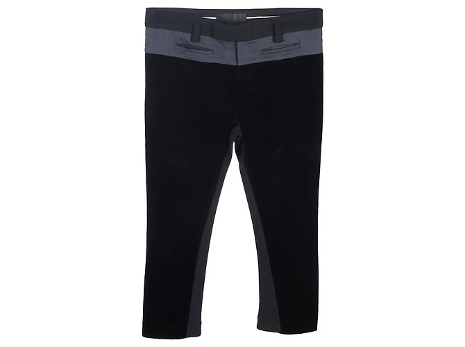 Pantalones cropped en algodón negro y gris con efecto terciopelo de Haider Ackermann