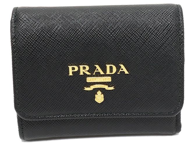 Billetera Compacta Saffiano 1MH043 de Prada Negro
