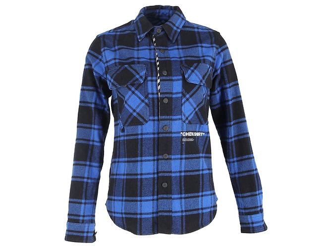Off White Camicia a maniche lunghe a quadri Off-White in cotone blu