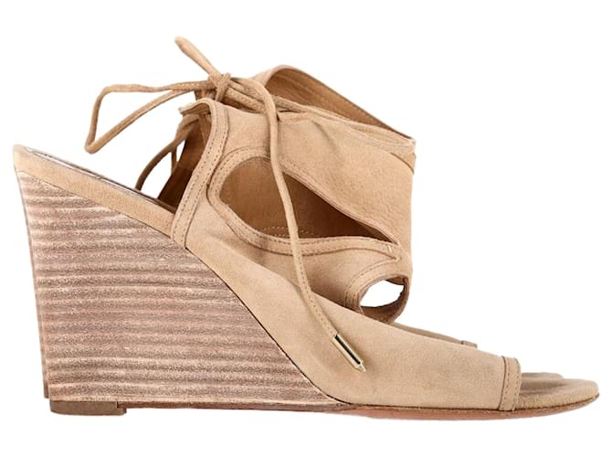 Aquazzura Sexy Thing Wedge in Beige Suede  ref.2582920