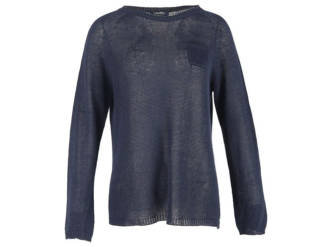 Autre Marque Max Mara Pullover aus navyblauer Baumwolle Marineblau 